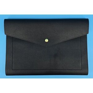Glass Ladder & Co Portfolio Clutch Megan Vegan Leather Black 13.5" x 9.5" Snap
